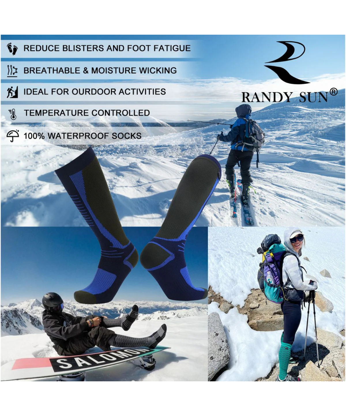 Randy Sun Waterproof Breathable Knee High Socks - X281 - Unisex - Randy Sun