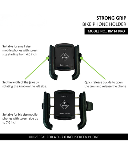 BOBO BM14 Pro X Motorcycle Mobile Mount with Quick Relesase and Pro X Vibration Controller