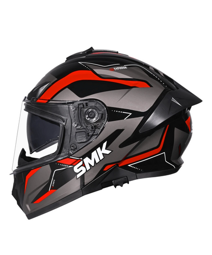 SMK Typhoon Azonix GRPS MA263 Full Face Helmet - Matt Black Grey Red