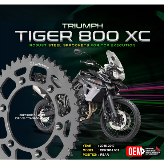 Crank1 Triumph Tiger 800 XC (2015-2017) Performance Motorcycle Sprocket - Black - CPR2014.50T