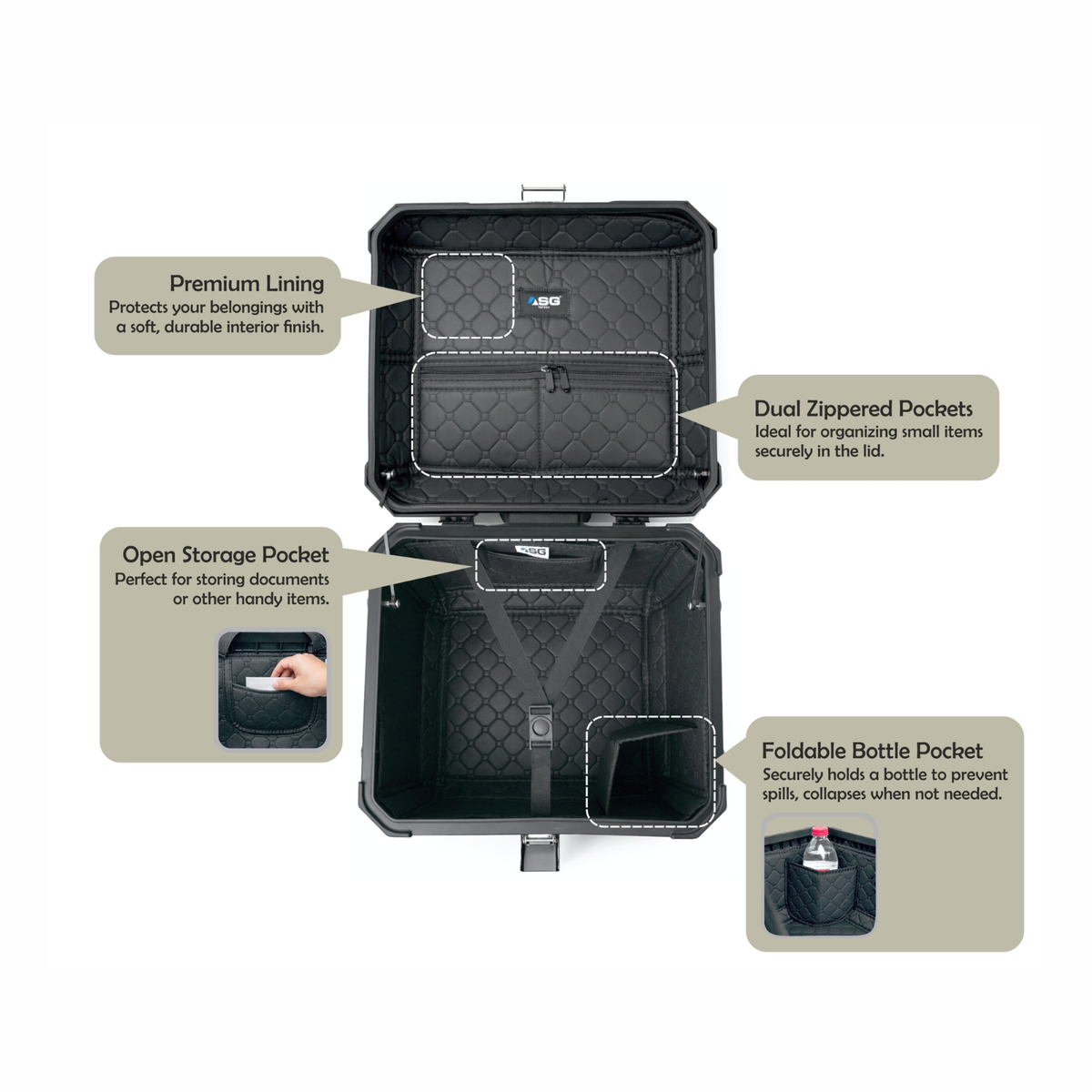 ASG AG-45L Aluminum Top Box 45L - Silver