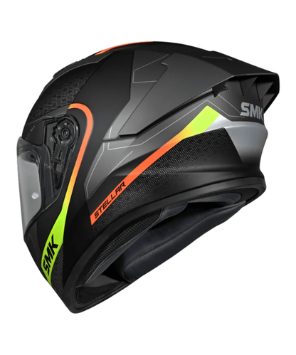 SMK Stellar Sports Flight GRPS GL264 Full Face Helmet - Gloss Black Grey Yellow