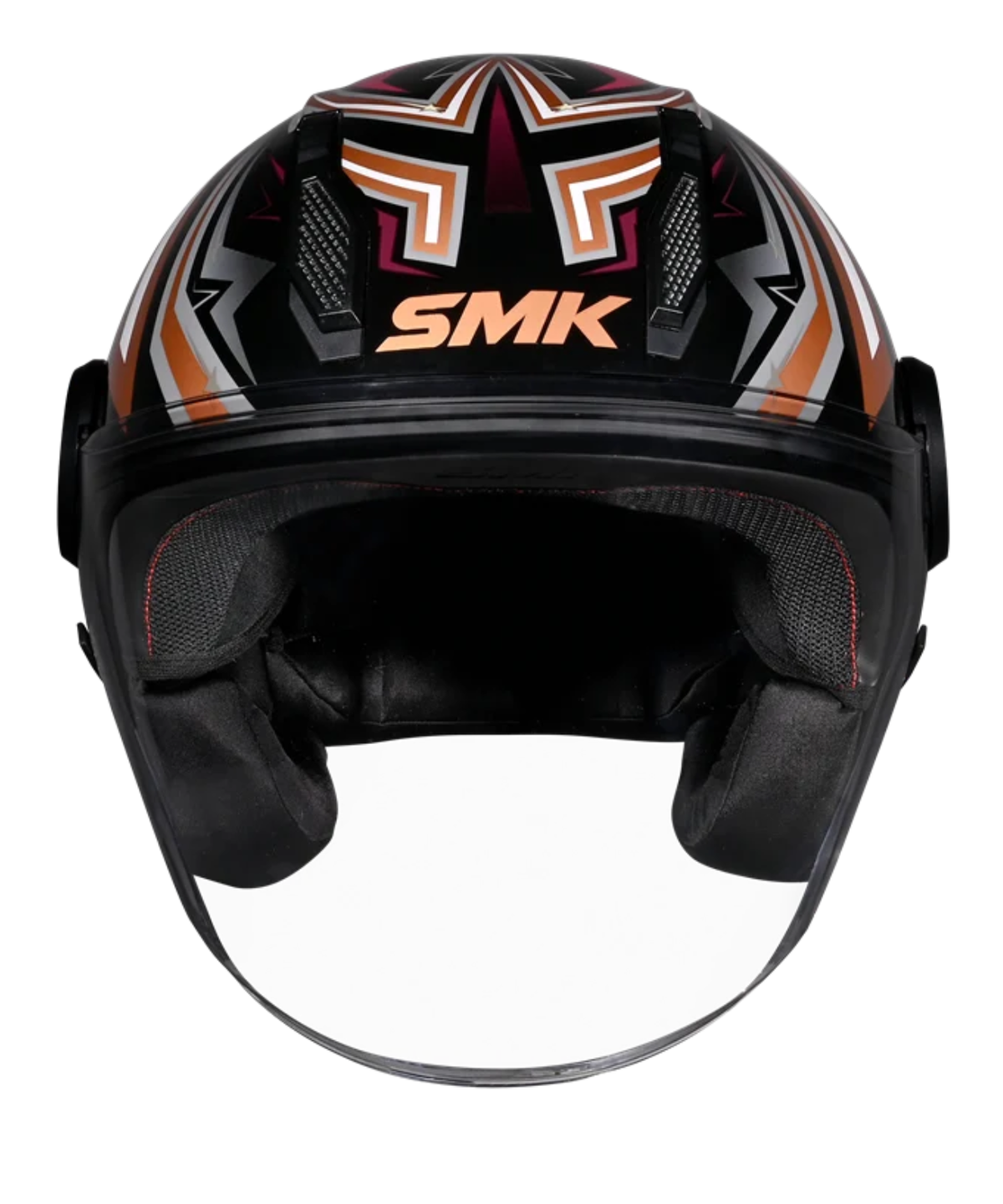 SMK Laminar Starz GL276 Half Face Helmet - Gloss Black Brown - SMK