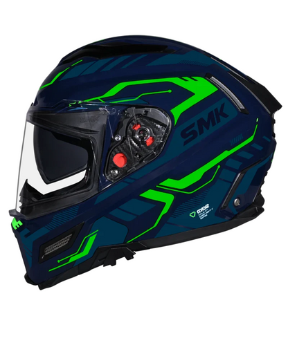SMK Agnar Tektron GRPS MA558 Full Face Helmet - Matt Blue Green