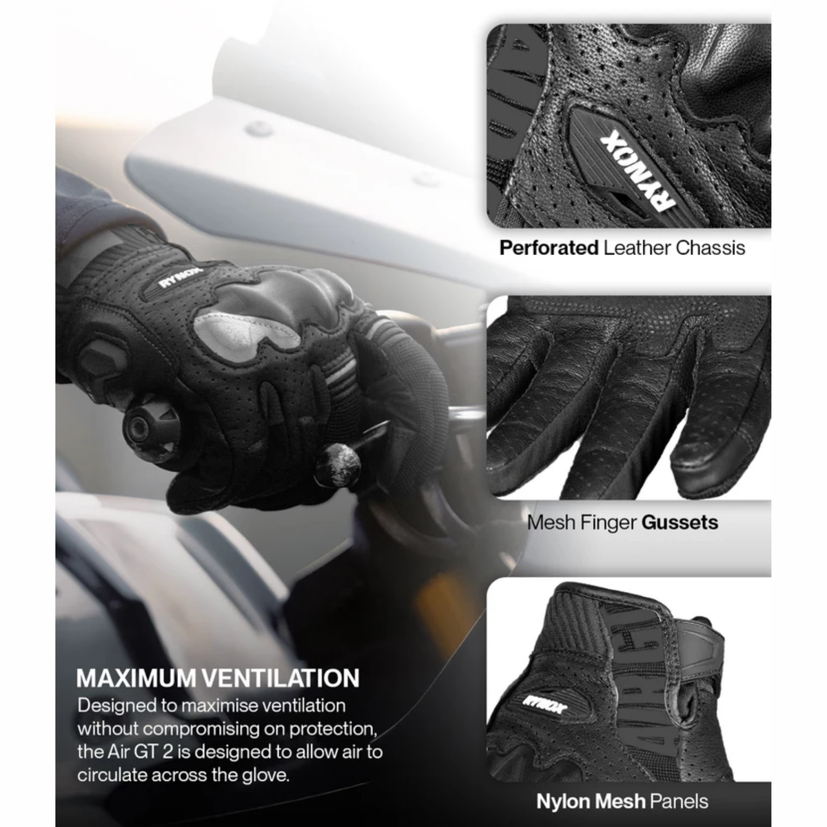 Rynox Air GT 2 Gloves - Black