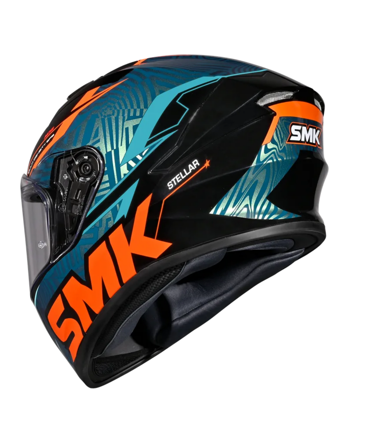 SMK Stellar Fury GRPS GL257C Full Face Helmet - Gloss Black Blue Orange - SMK