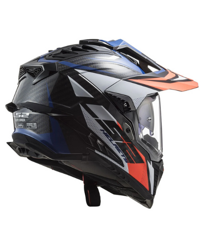 LS2 MX701 C Explorer Focus Carbon Helmet - Gloss Blue White Red