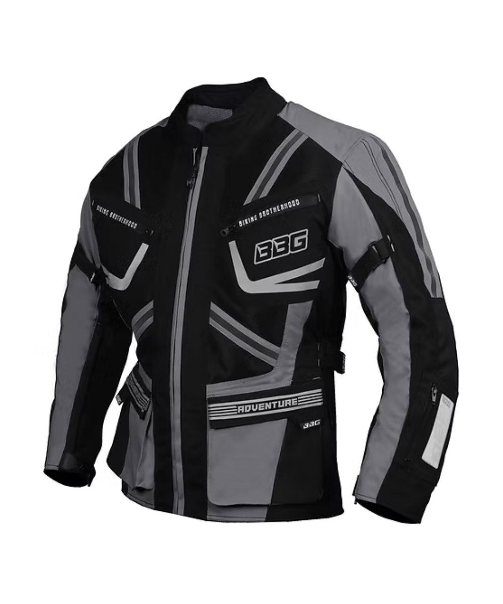 BBG Indiana Adventure Riding Jacket with Chest Guard without Liner - Grey