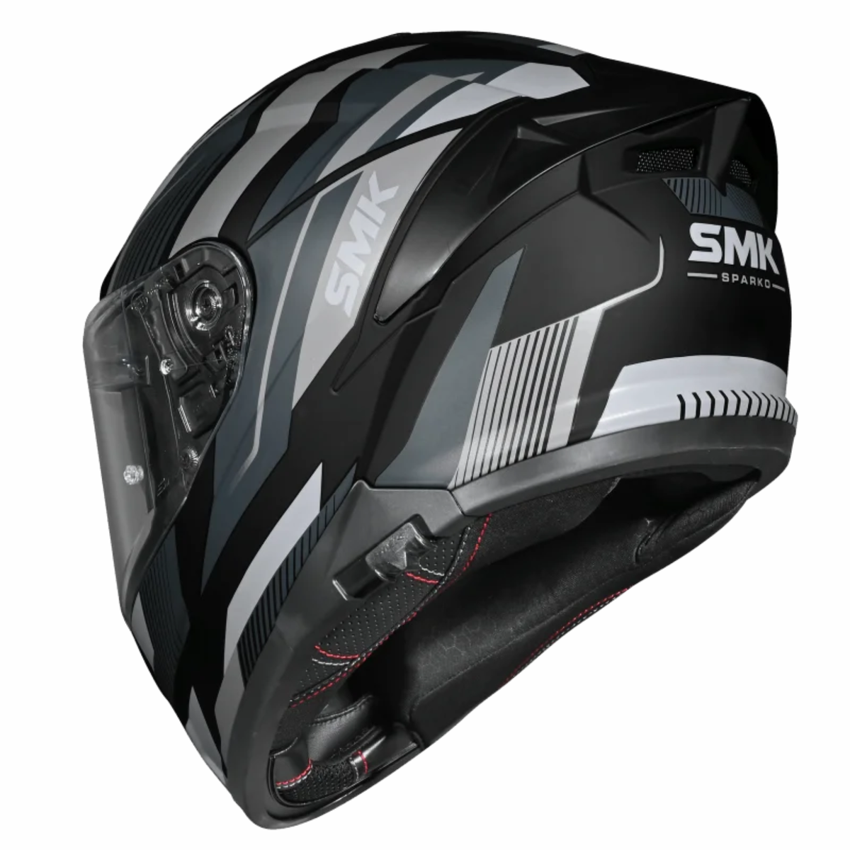 SMK Typhoon Sparko GRPS GL266 Ful Face Helmet - Gloss Black Grey - SMK