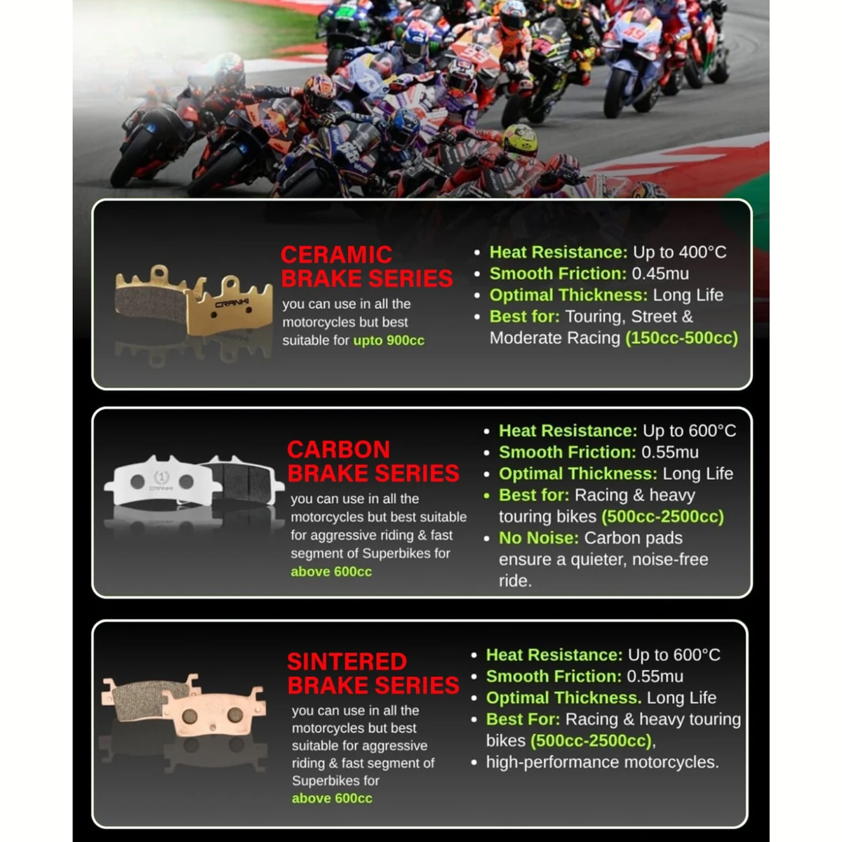 Crank1 Suzuki V-Strom 800DE (2024 Onwards) Carbon Brake Pads – view 10