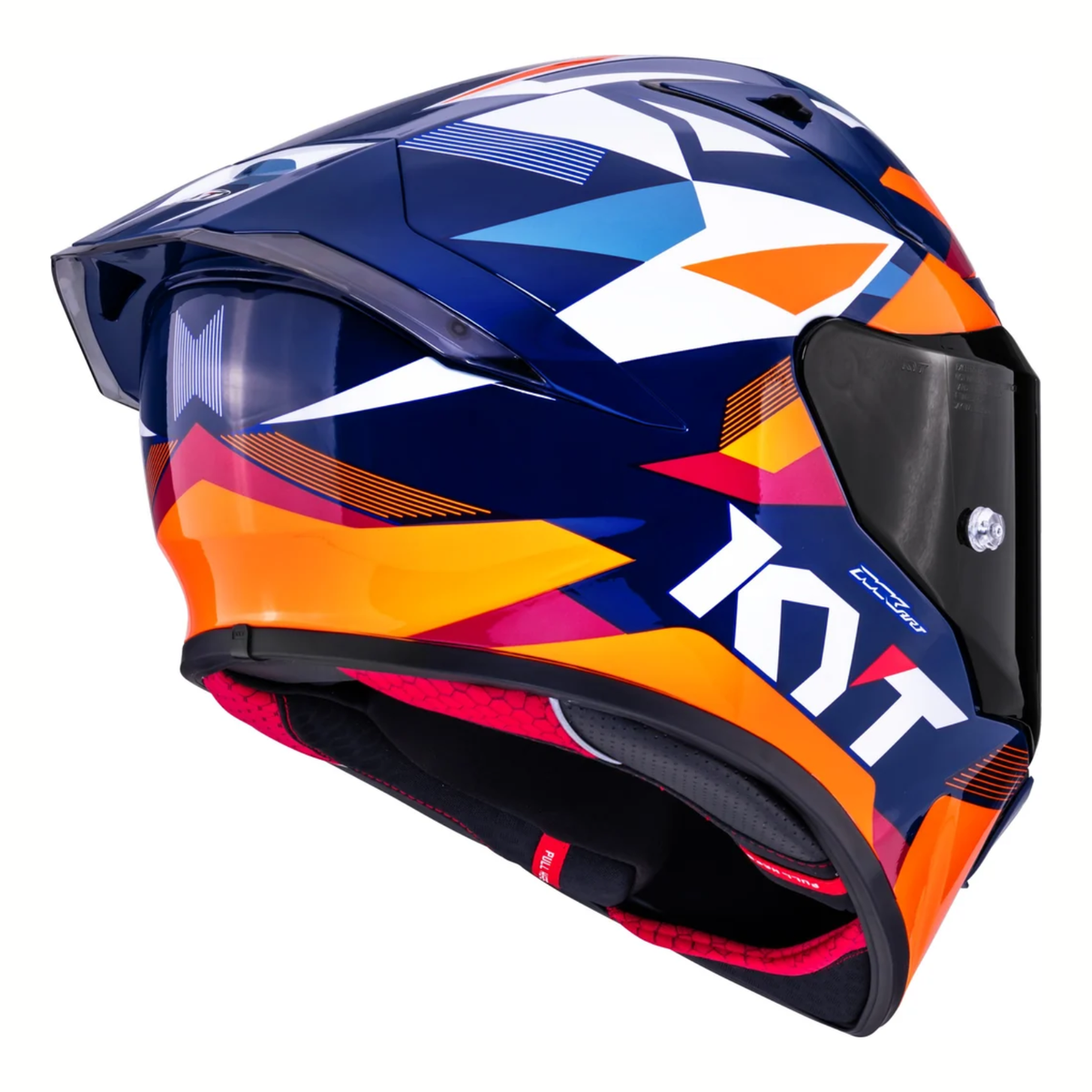 KYT R1R Diamond Carbon Fiber Helmet - Gloss Blue Orange - KYT Helmets