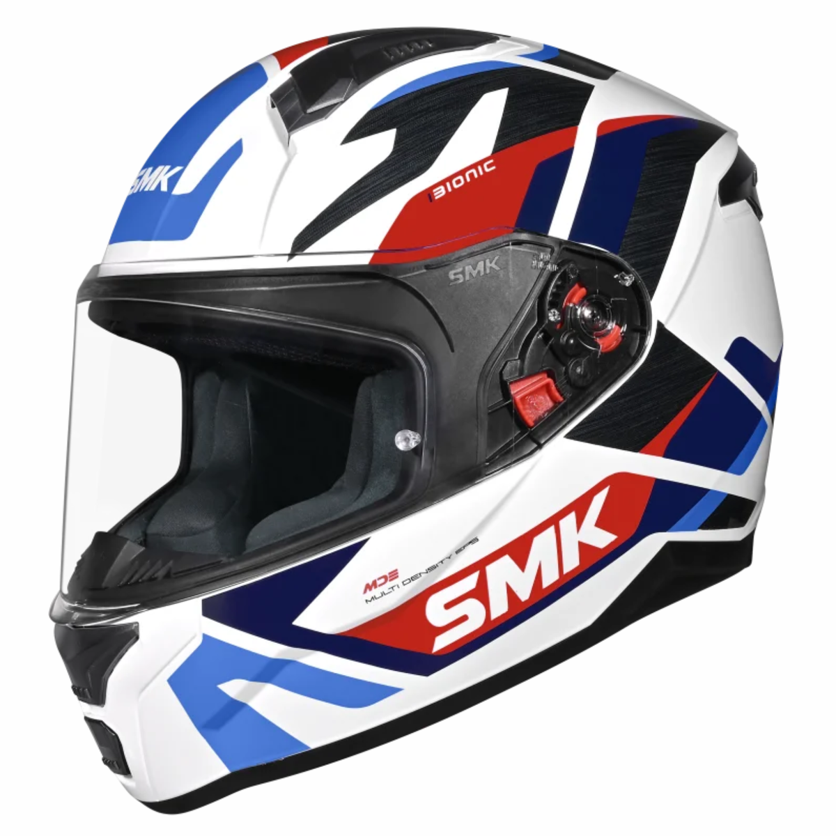 SMK Bionic Adult Kore GL153 Helmet - Gloss White Red Blue - SMK