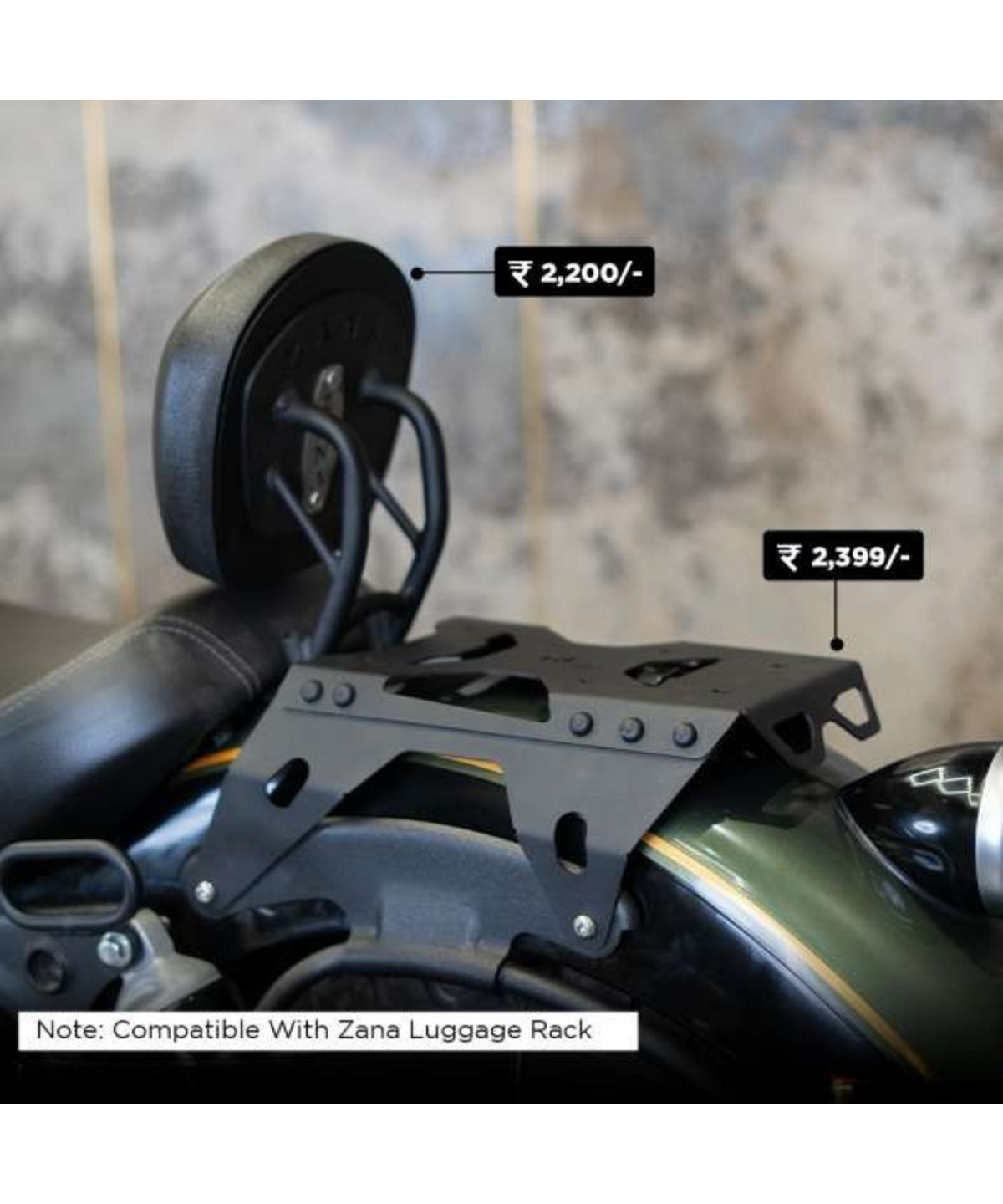 Zana Royal Enfield Super Meteor 650 Backrest MS Compatible with Luggage Rack - ZI-8296 - Zana