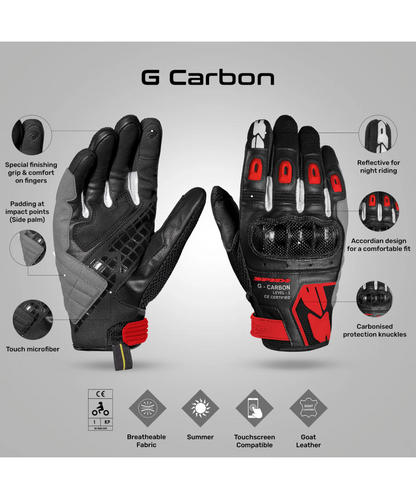 Spidi G Carbon Riding Gloves - Blake Red