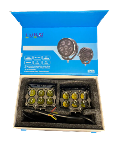 HJG Mega Drive 6 Lens Dual Color Yellow White LED Fog Light - Pair - HJG