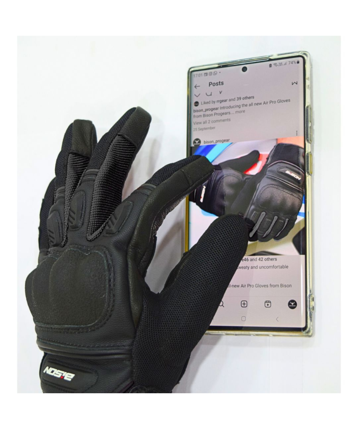 Bison ProGear Air Pro Riding Gloves - Black