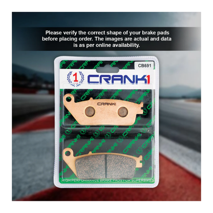 Crank1 Fully Sintered H2 Series Brake Pads for Triumph T120 (2016 Onward)