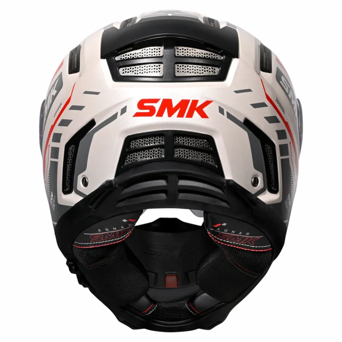 SMK Agnar Tektron GRPS GL163 Full Face Helmet - Gloss Grey White Red - SMK