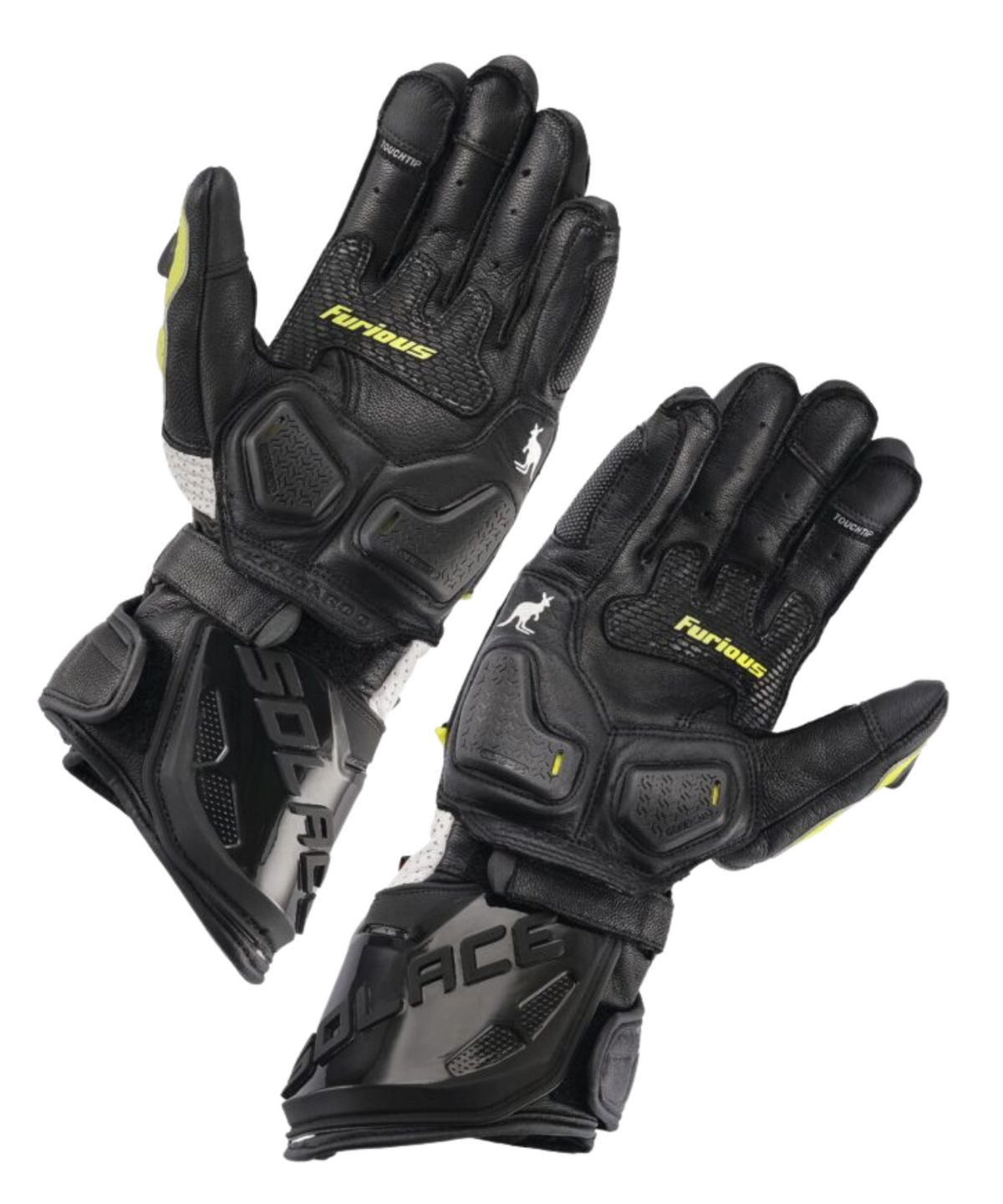 Solace Furious V3.0 CE Riding Gloves - Black White Neon