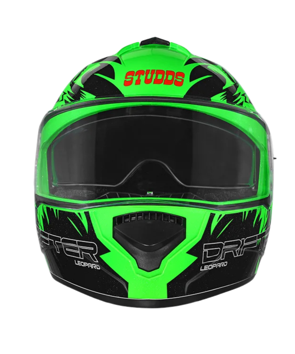 Studds Drifter D2 Leopard Decor Graphics Helmet - Gloss Green Black N9