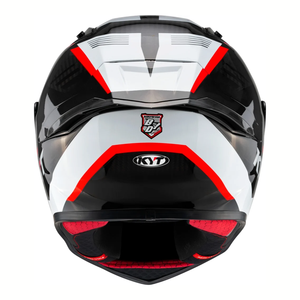 KYT R1R Zone Carbon Fiber Helmet - Gloss Black Red - KYT Helmets