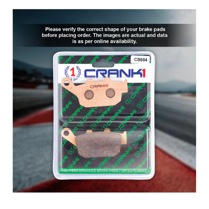 Crank1 Fully Sintered H2 Series Brake Pads for Honda CBR650R
