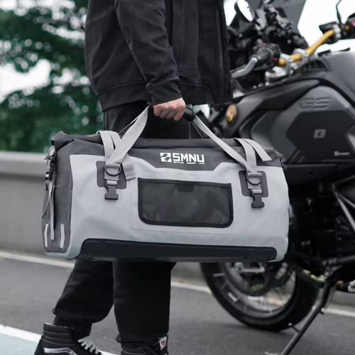 SMNU 48L Polyester Waterproof Reflective Multifunctional Duffle / Tail Bag - Black Grey - SMNU