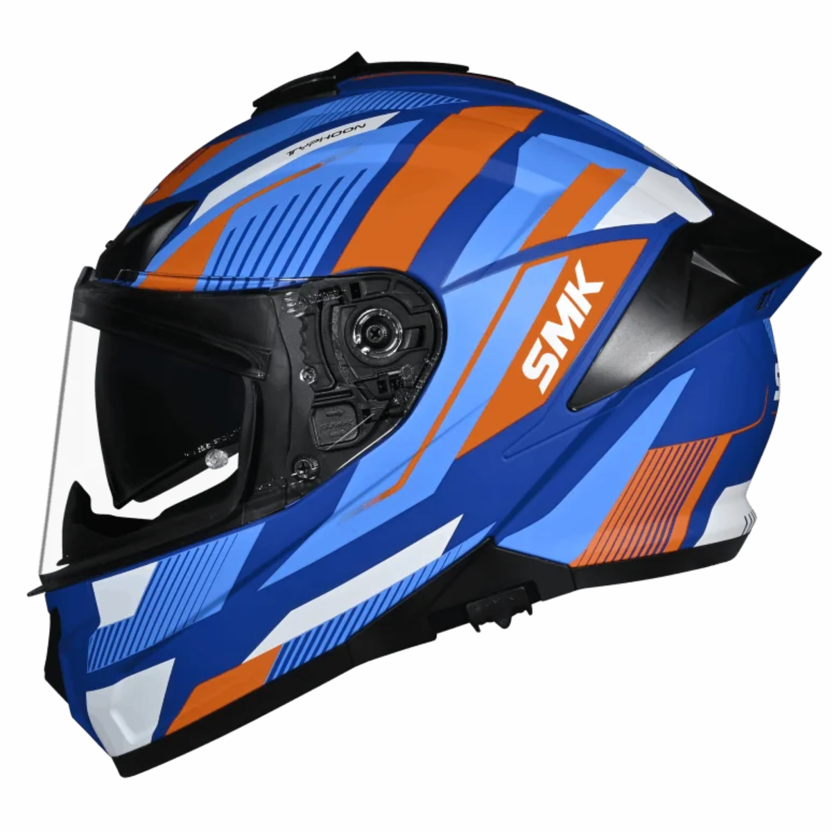 SMK Typhoon Sparko GRPS GL557 Ful Face Helmet - Gloss Blue Orange White - SMK