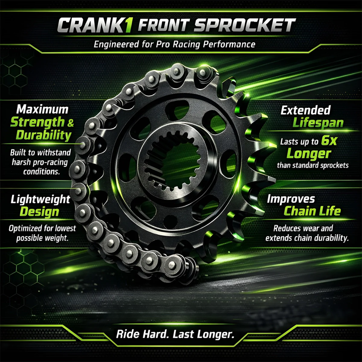 Crank1 Performance Motorcycle Sprocket Benelli TRK 502 (2017 Onwards) Pitch 525 - Black - CPF781.14T