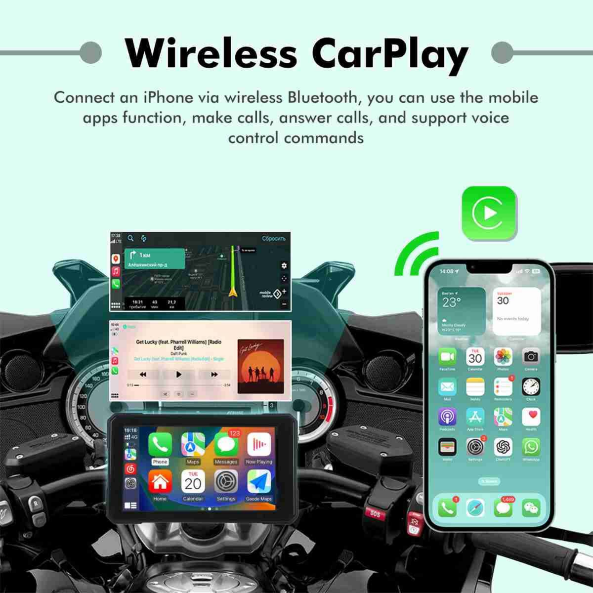 Simtac M3 Detachable Motorcycle GPS CarPlay And Android Auto System without TPMS