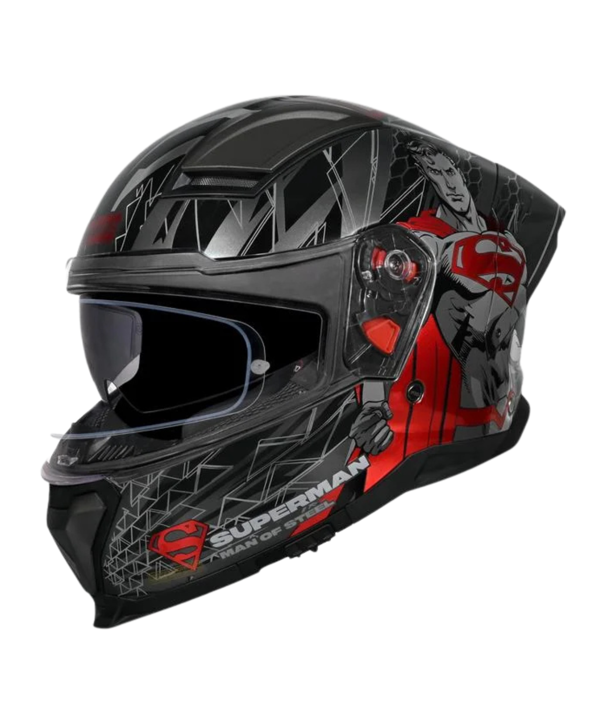 Studds Helios Superman Edition Graphics Helmet - Gloss Grey Red N2 - Studds
