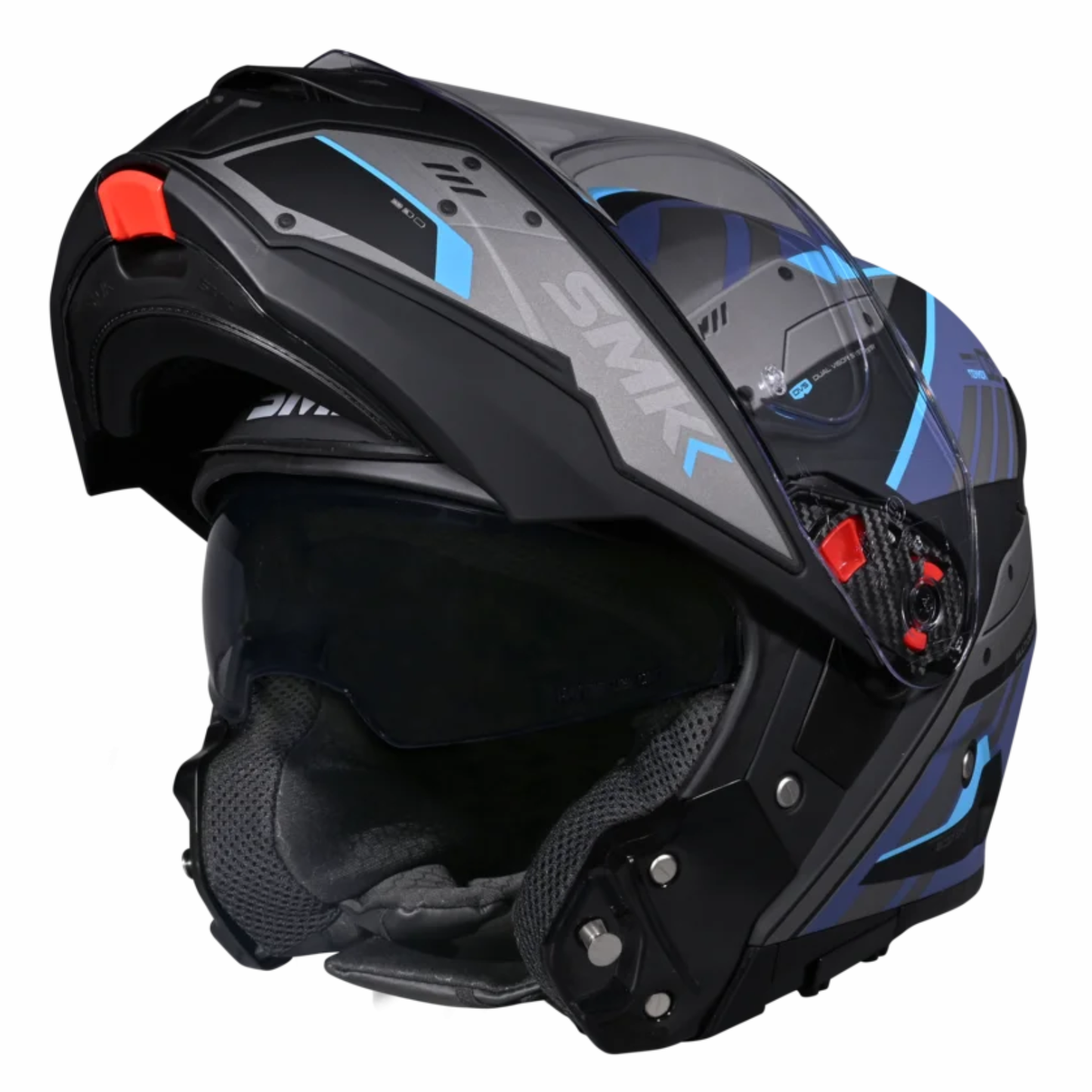 SMK Gullwing Tekker GL265 Black Grey Blue Gloss Helmet