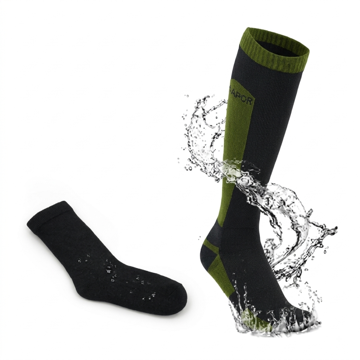 Moto Arch Knee High Waterproof and Winter Socks - Army Green