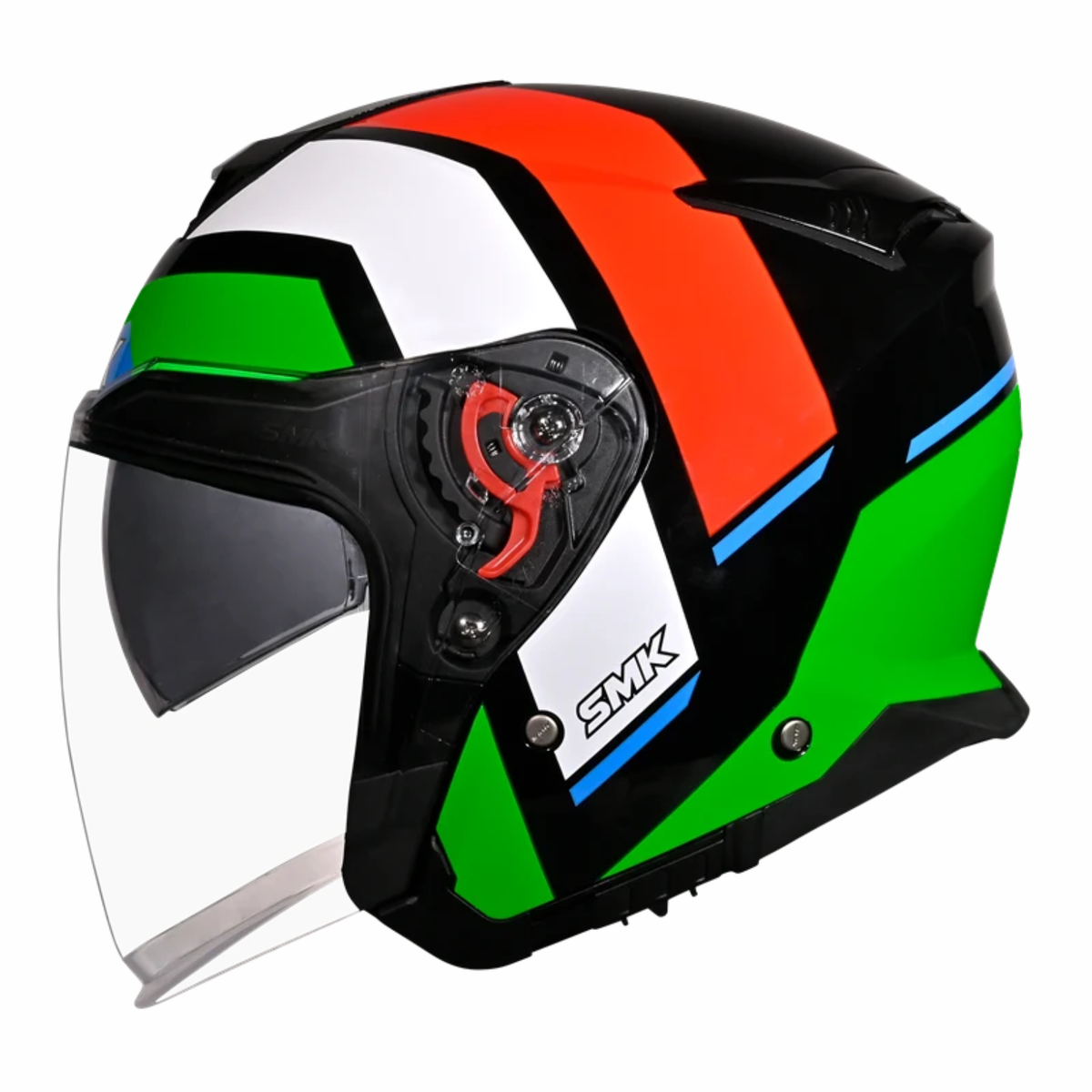 SMK GTJ Rover GRPS GL283 Half Face Helmet - Gloss Green Red White - SMK
