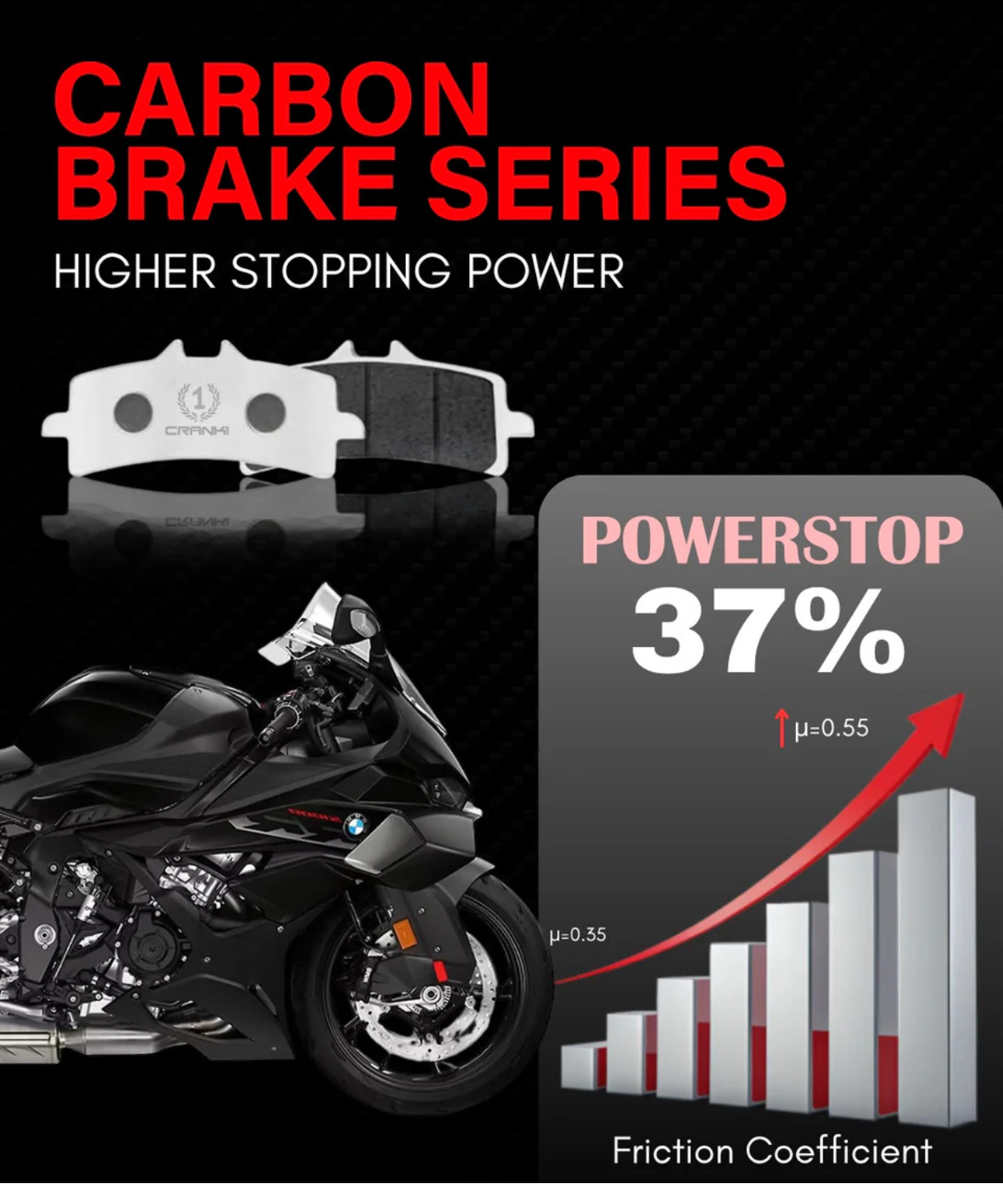 Crank1 Carbon Brake Pads for Benelli TNT 600i (2014 onwards) 2 Sets