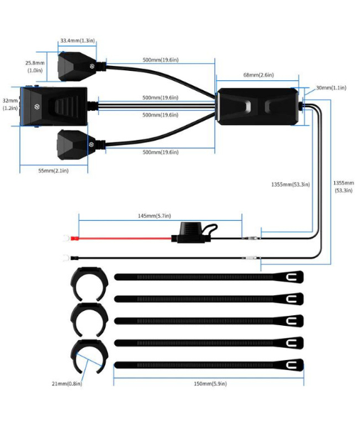 Fahren Motorcycle Triple Socket Charger - T1 Pro