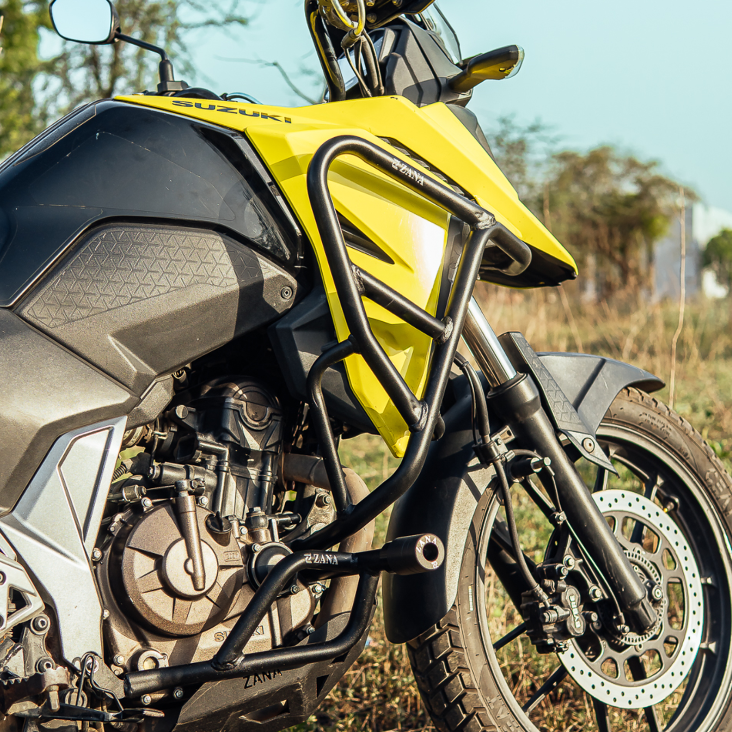 Zana Upper & Lower Crash Guard with Slider Combo for V Strom SX 250 - Black - ZI-8756 / ZI-8758