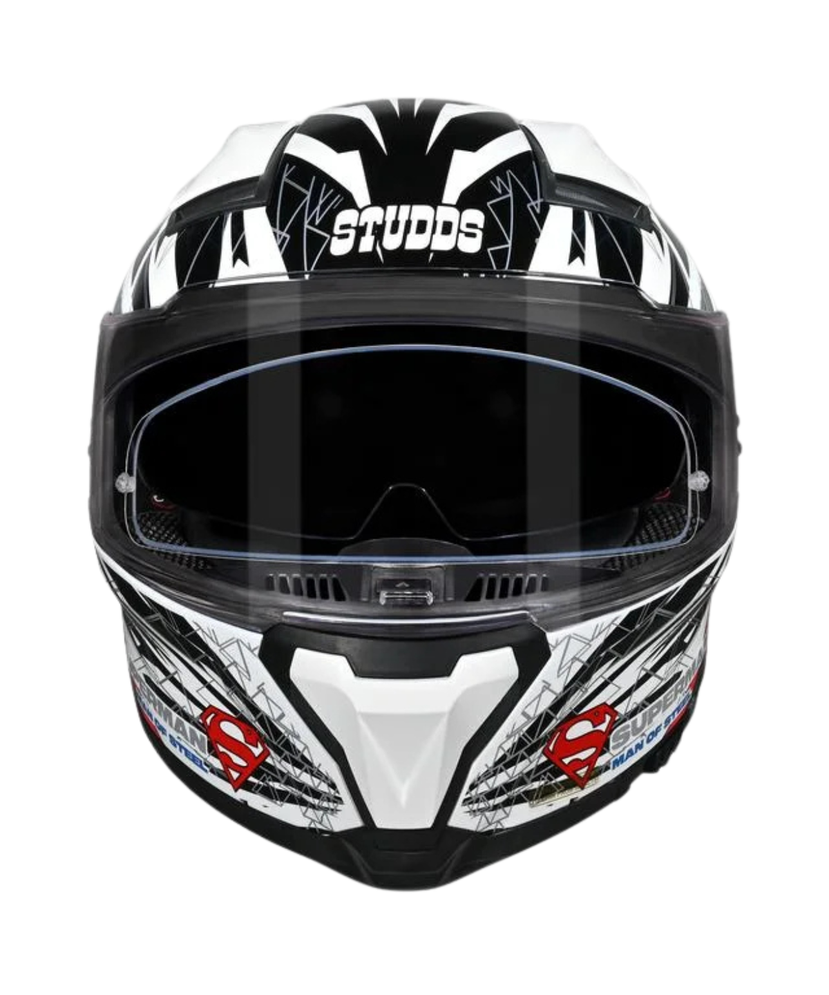 Studds Helios Superman Edition Graphics Helmet - Gloss White Blue N1 - Studds