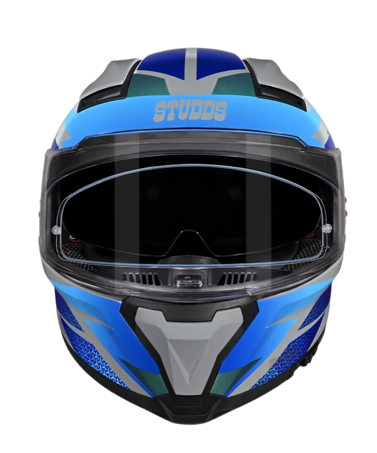 Studds Helios D2 Circuit Chameleon Decor Graphics Helmet - Grey Blue N1 - Studds