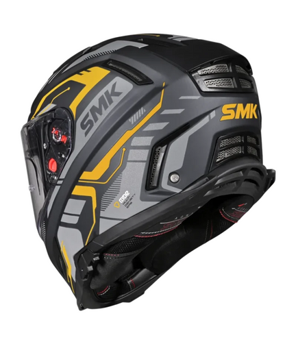 SMK Agnar Tektron GRPS MA664 Full Face Helmet - Matt Black Grey Yellow
