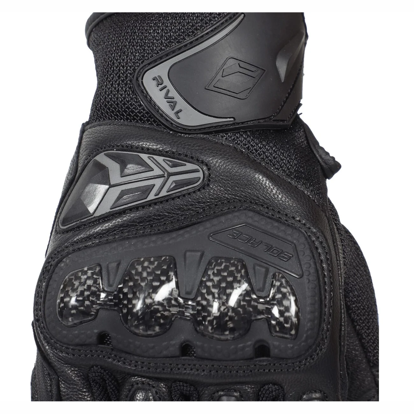 Solace Rival Carbon CE Motorcycle Riding Gloves - Black