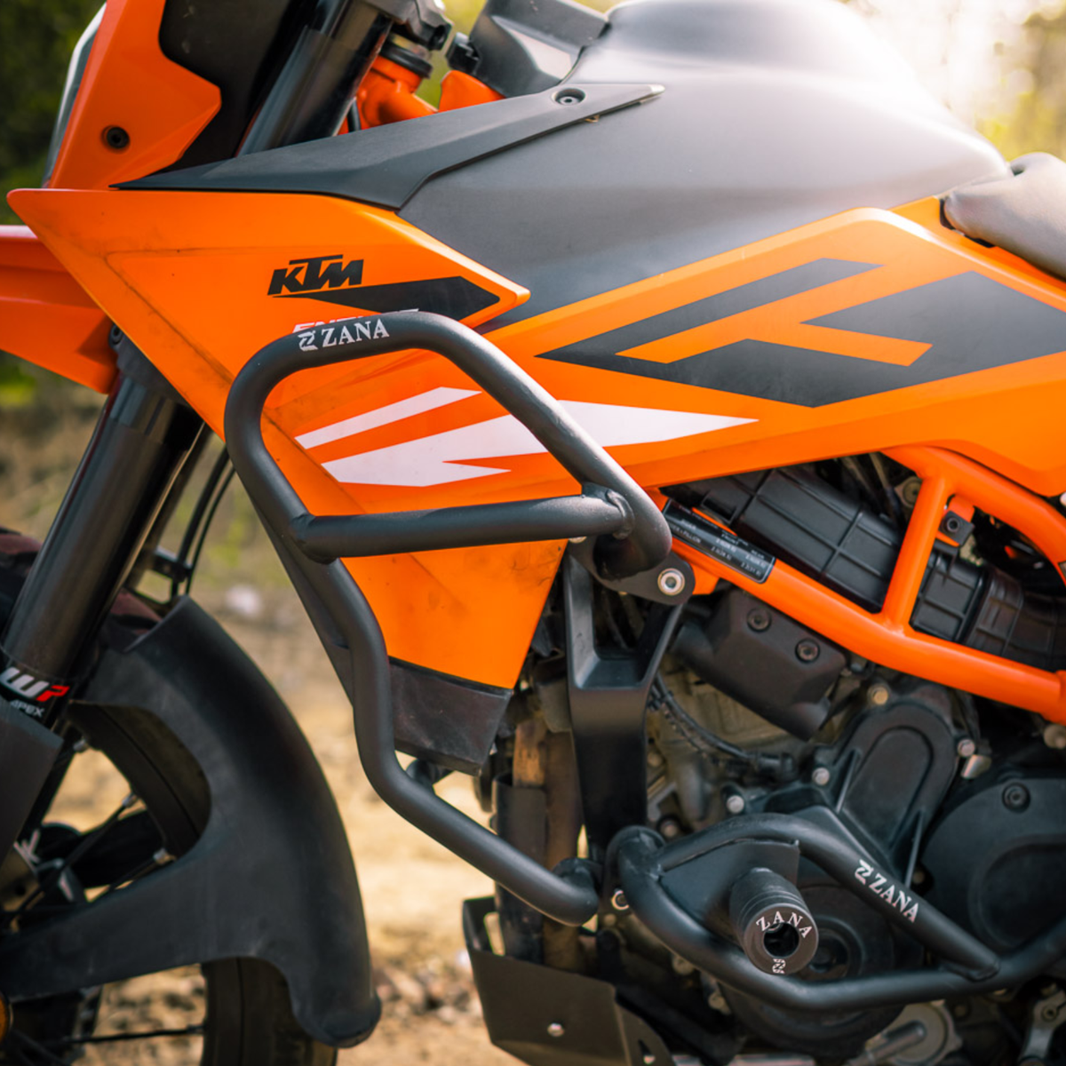 Zana KTM ADV 390 (2025) / KTM Enduro 390 Upper & Lower Crash Guard Set with Slider - Black - ZI-8697 / ZI-8698 - Zana