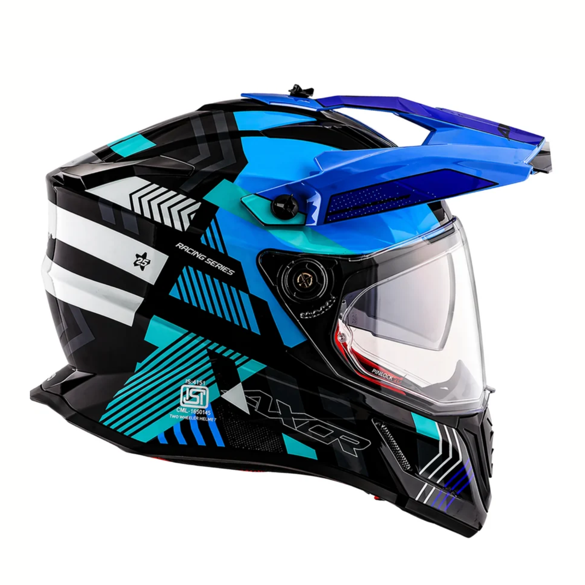 Axor X-Cross Dual Visor Gambling Helmet - Black Blue