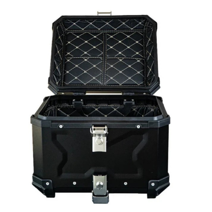 Moto Arch Aluminium Top Box 45L with Backrest - Black