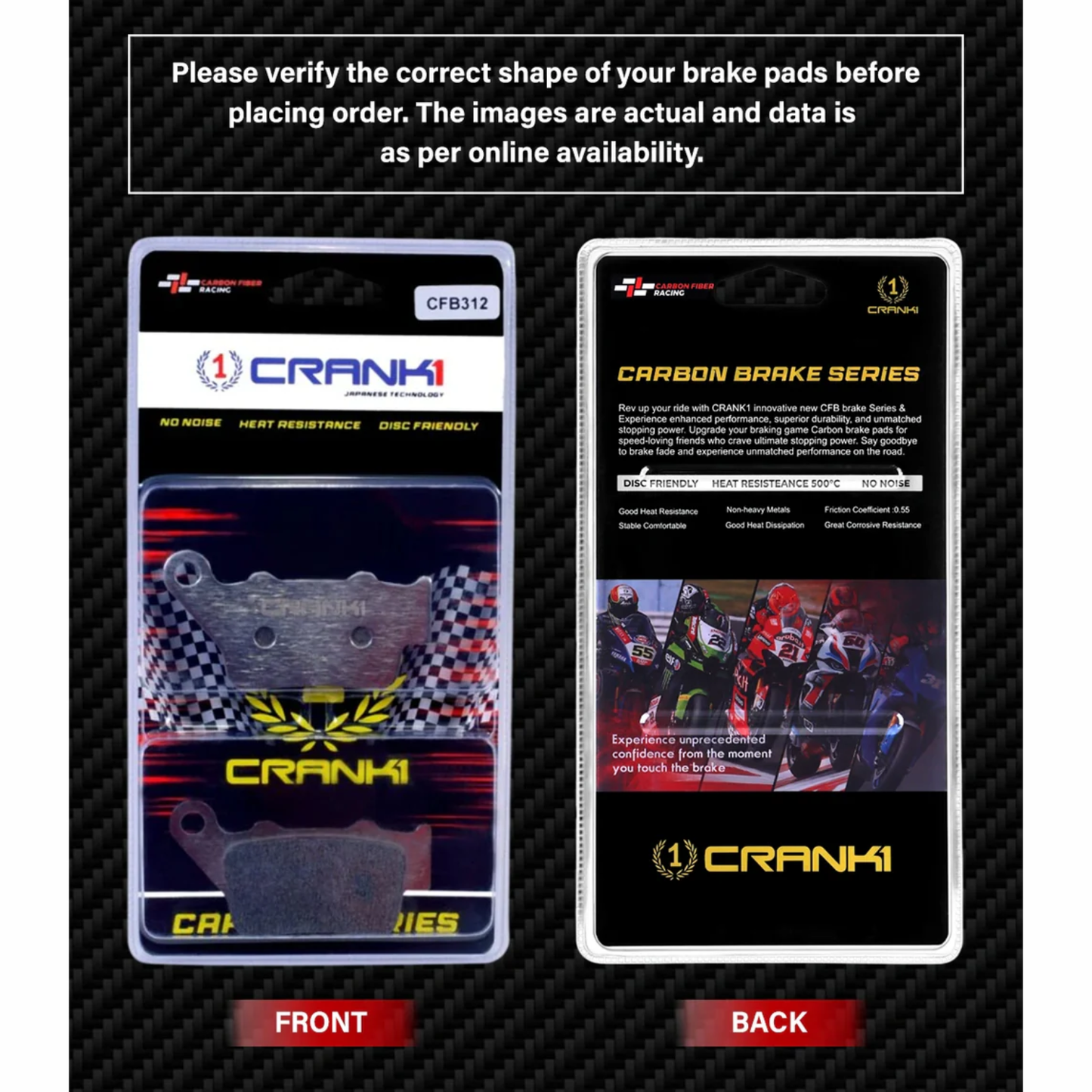 Crank1 Carbon Brake Pads for KTM 250 Duke Gen 3 (2024-2025)