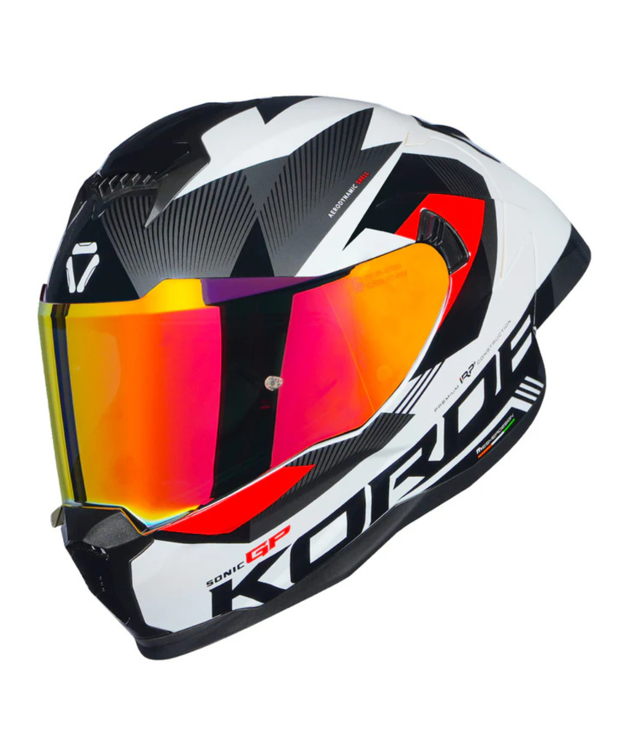 Korda Sonic GP Brave Helmet - Gloss White Red