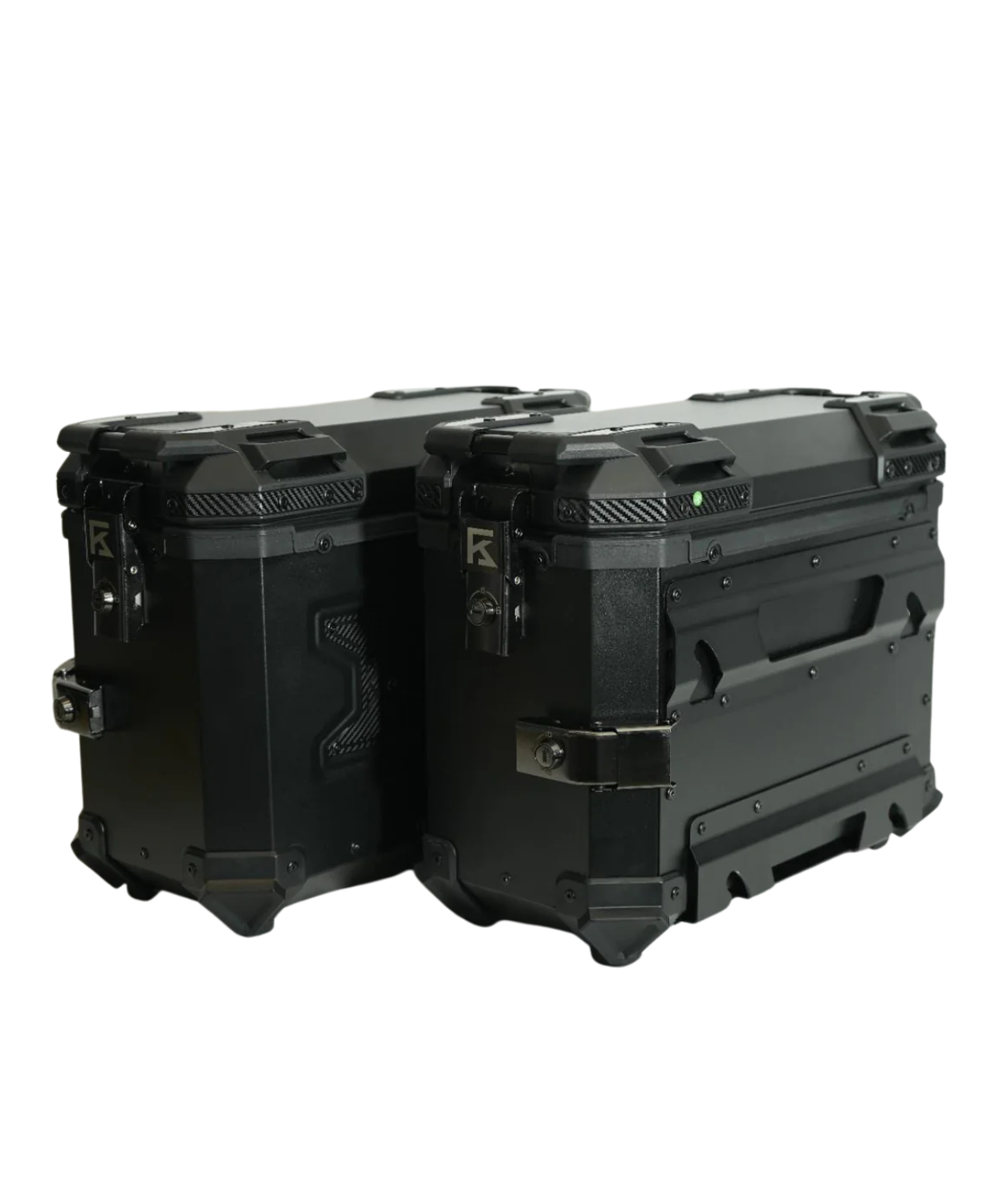 Kolga Bros Carbon Moto Alluminium Panniers 76L - Black