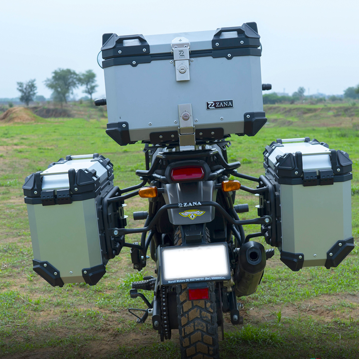 Zana Royal Enfield Himalayan 411 Aluminium L-Flat Pannier 36L with Saddle Stay Frame - Silver - ZI-8494-LS - Zana