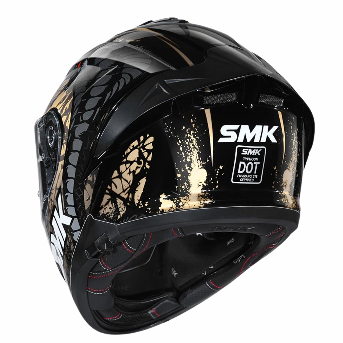 SMK Typhoon Reptile MA277 Matt Black Gold Helmet