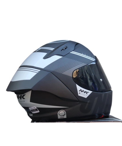 NHK GP R Tech Street Undisputed Helmet - Gloss Black Silver